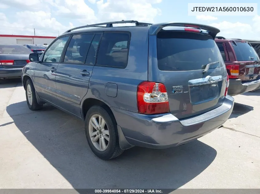 JTEDW21A560010630 2006 Toyota Highlander Hybrid Limited V6