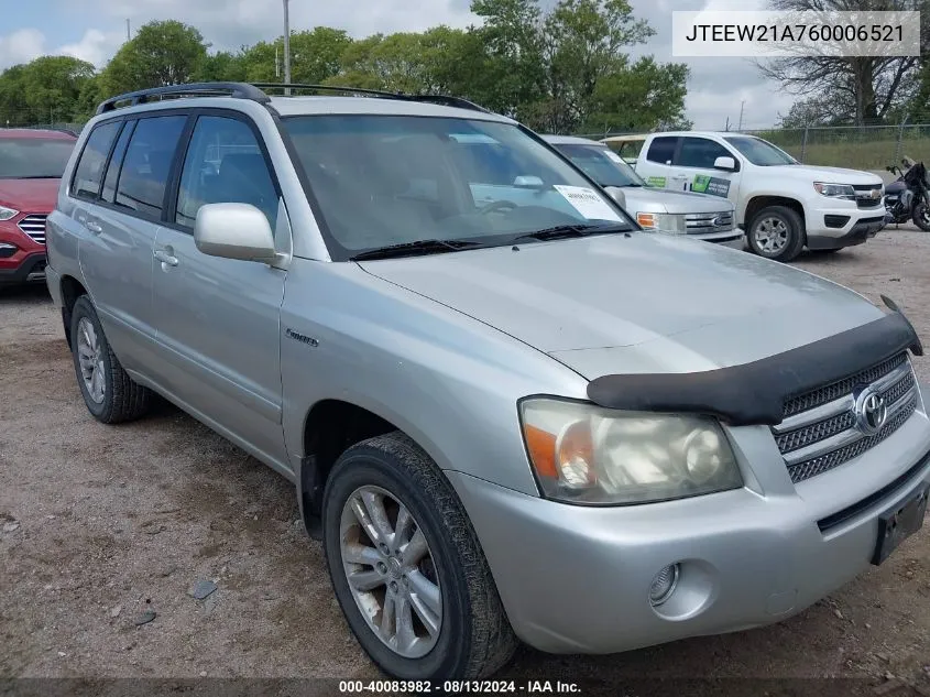 2006 Toyota Highlander Hybrid VIN: JTEEW21A760006521 Lot: 40083982