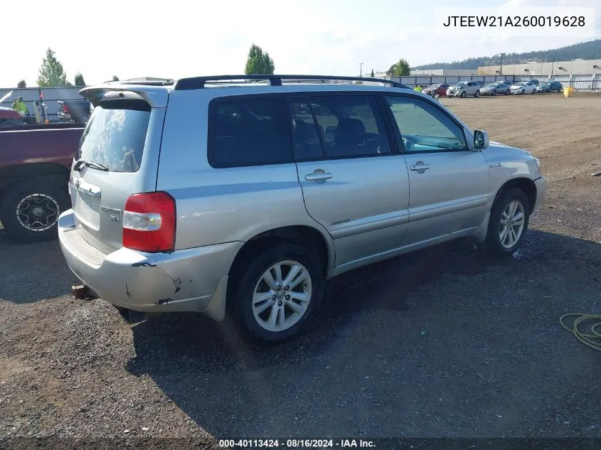 2006 Toyota Highlander Hybrid Limited V6 VIN: JTEEW21A260019628 Lot: 40113424