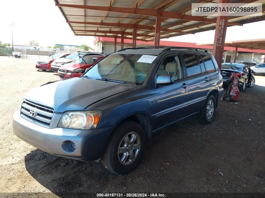 2006 Toyota Highlander V6 VIN: JTEDP21A160098895 Lot: 40197131