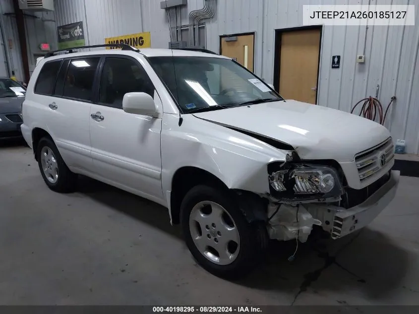 2006 Toyota Highlander Sport V6 VIN: JTEEP21A260185127 Lot: 40198295