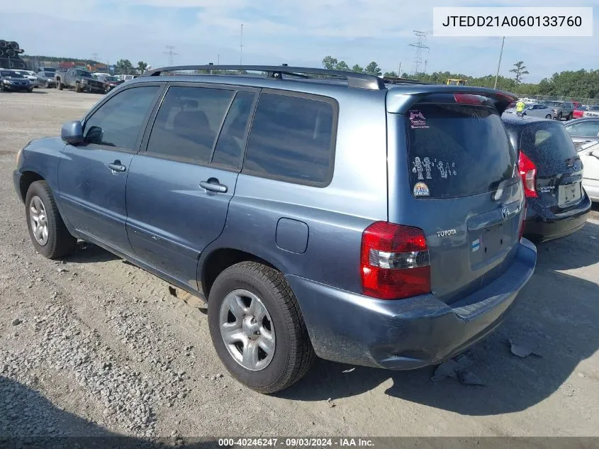 2006 Toyota Highlander VIN: JTEDD21A060133760 Lot: 40246247