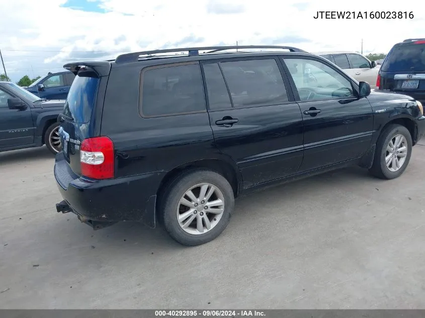 JTEEW21A160023816 2006 Toyota Highlander Hybrid V6