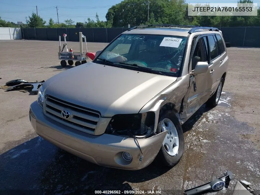 2006 Toyota Highlander Limited V6 VIN: JTEEP21A760165553 Lot: 40296562