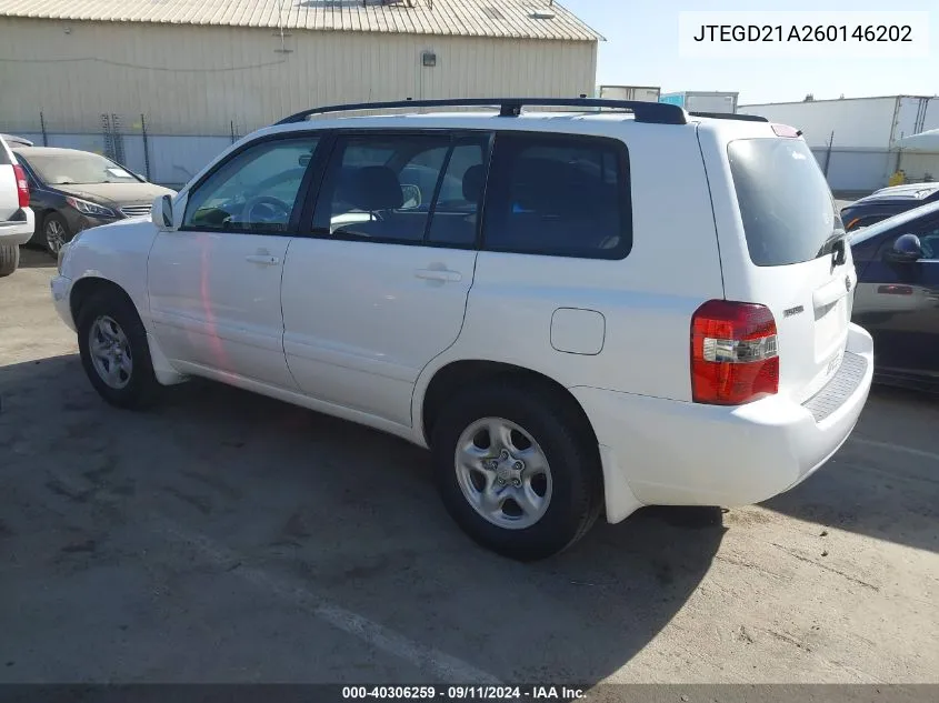 2006 Toyota Highlander VIN: JTEGD21A260146202 Lot: 40306259