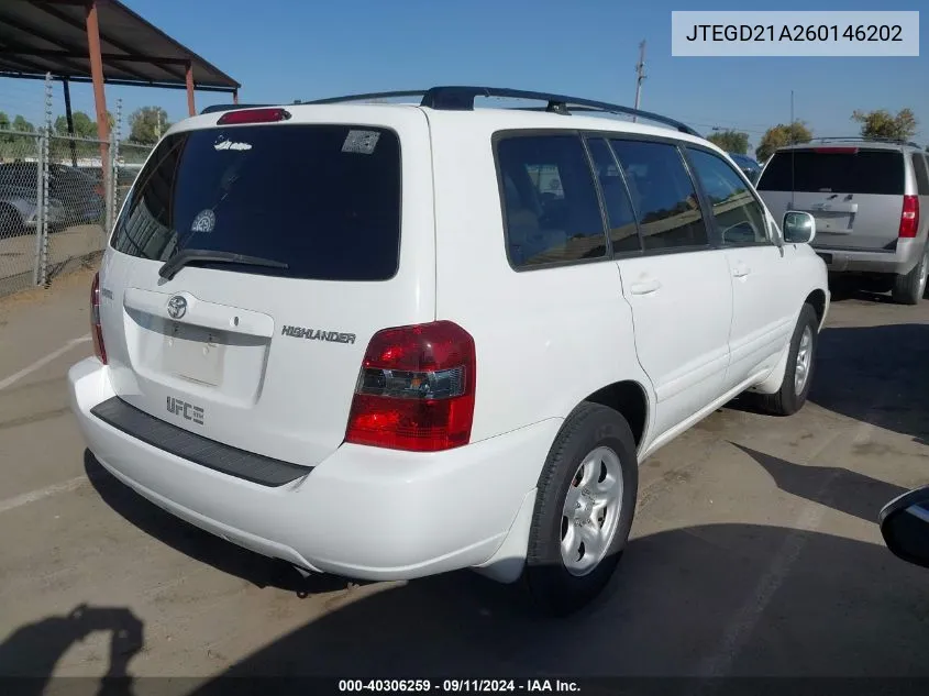 2006 Toyota Highlander VIN: JTEGD21A260146202 Lot: 40306259