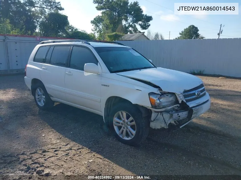 2006 Toyota Highlander Hybrid VIN: JTEDW21A860014543 Lot: 40324992