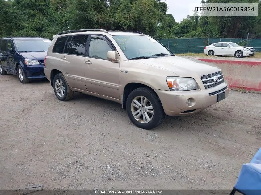 2006 Toyota Highlander Hybrid Limited V6 VIN: JTEEW21A560019834 Lot: 40351756