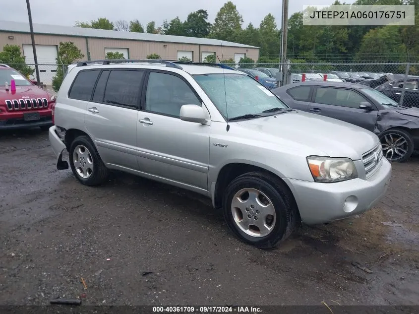 2006 Toyota Highlander Sport V6 VIN: JTEEP21A060176751 Lot: 40361709