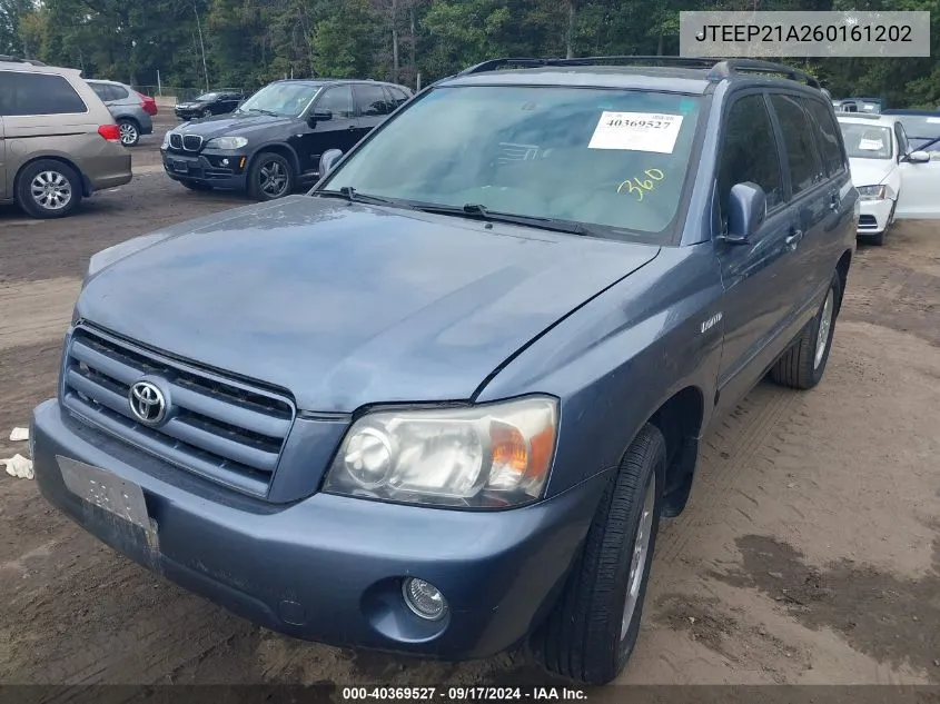 2006 Toyota Highlander Limited V6 VIN: JTEEP21A260161202 Lot: 40369527