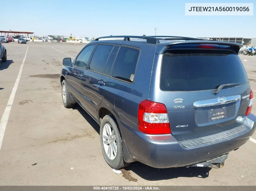 2006 Toyota Highlander Hybrid Limited V6 VIN: JTEEW21A560019056 Lot: 40410725