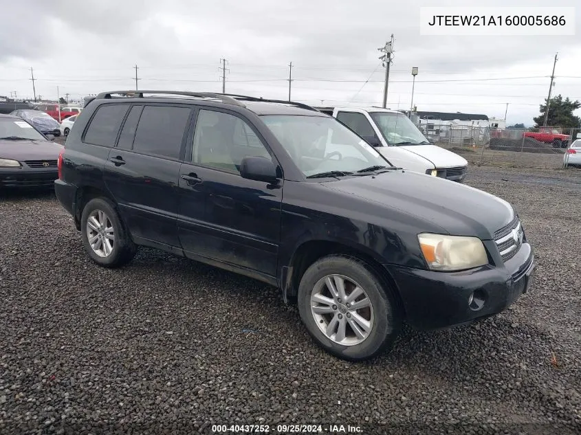 2006 Toyota Highlander Hybrid V6 VIN: JTEEW21A160005686 Lot: 40437252