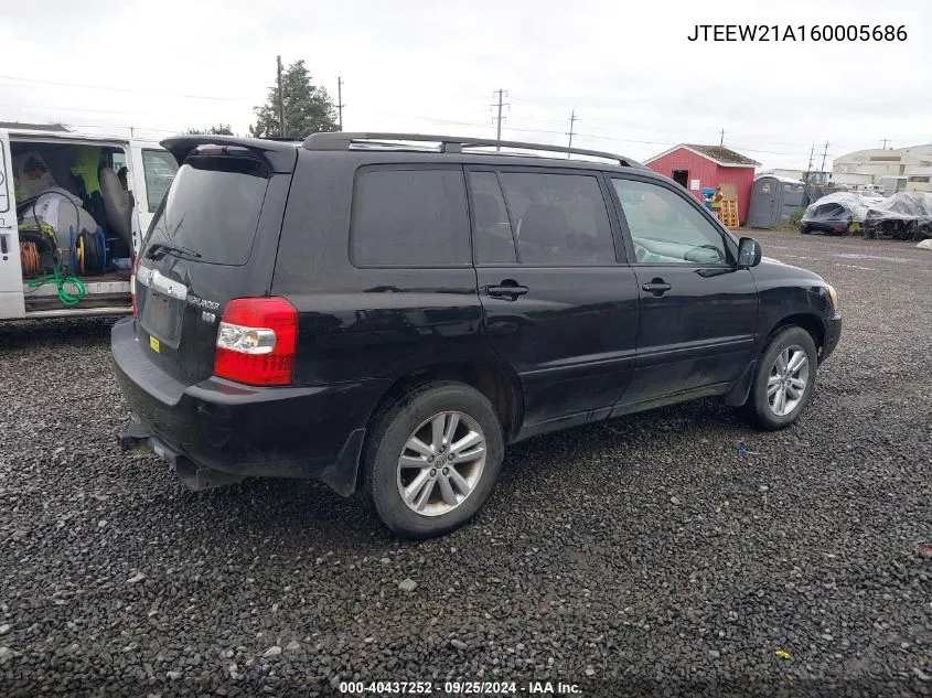 2006 Toyota Highlander Hybrid V6 VIN: JTEEW21A160005686 Lot: 40437252