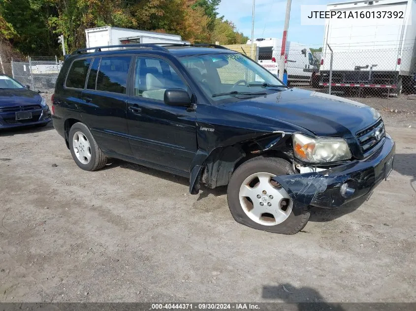 JTEEP21A160137392 2006 Toyota Highlander Limited