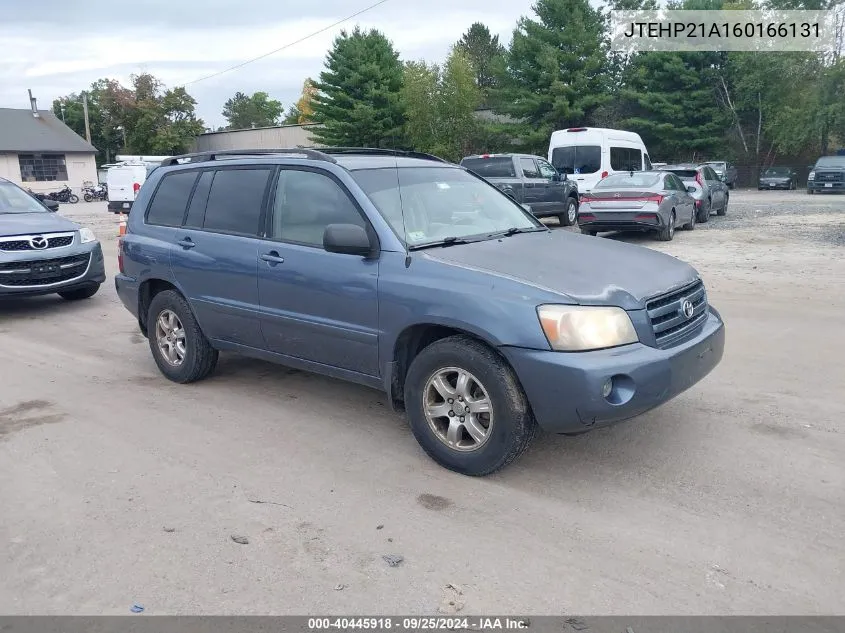 2006 Toyota Highlander V6 VIN: JTEHP21A160166131 Lot: 40445918