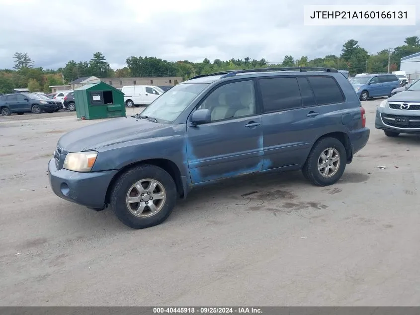 2006 Toyota Highlander V6 VIN: JTEHP21A160166131 Lot: 40445918