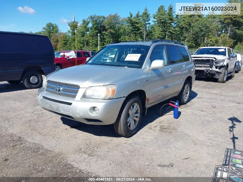 JTEEW21A160023024 2006 Toyota Highlander Hybrid Limited V6