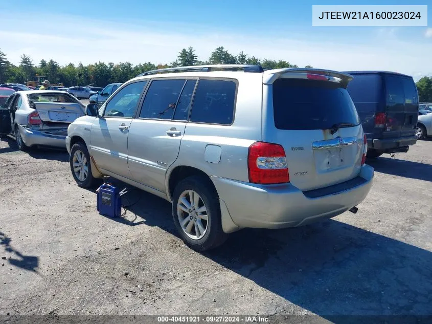 JTEEW21A160023024 2006 Toyota Highlander Hybrid Limited V6