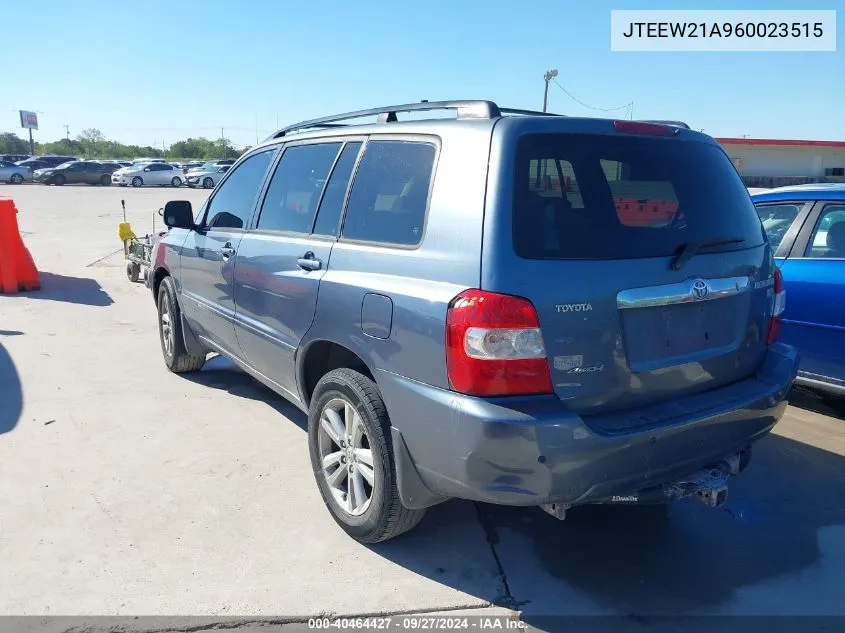 2006 Toyota Highlander Hybrid Limited V6/V6 (Ecvt) VIN: JTEEW21A960023515 Lot: 40464427