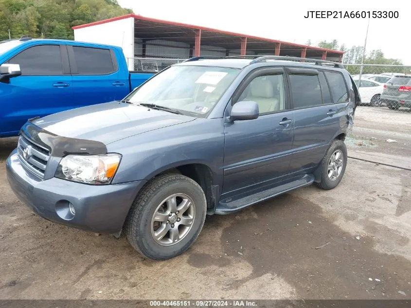 2006 Toyota Highlander V6 VIN: JTEEP21A660153300 Lot: 40465151