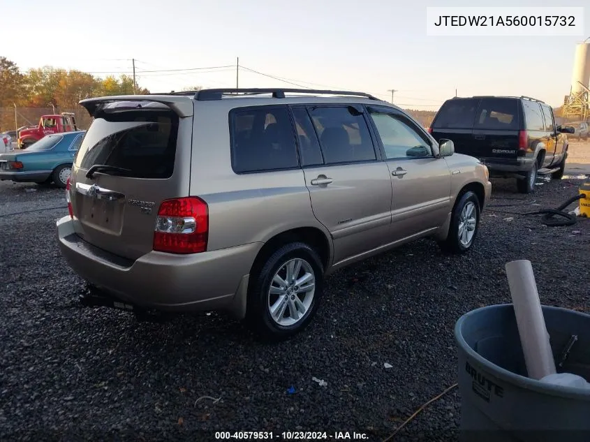 2006 Toyota Highlander Hybrid Limited V6 VIN: JTEDW21A560015732 Lot: 40579531