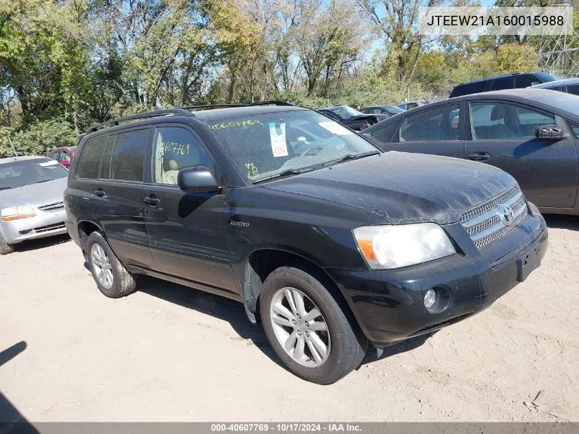 2006 Toyota Highlander Hybrid Limited V6 VIN: JTEEW21A160015988 Lot: 40607769