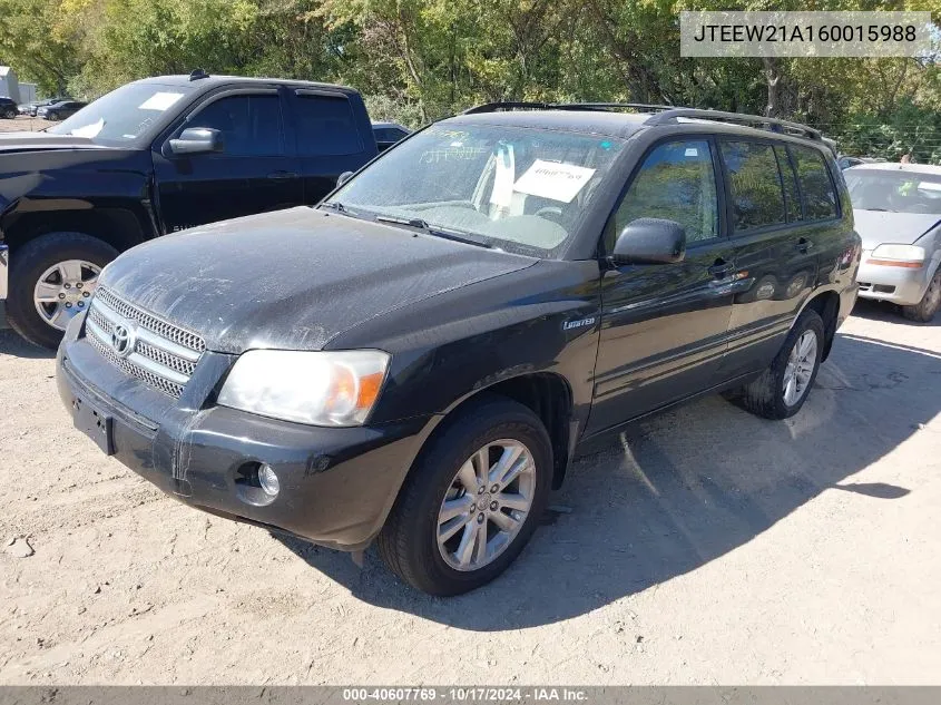 2006 Toyota Highlander Hybrid Limited V6 VIN: JTEEW21A160015988 Lot: 40607769