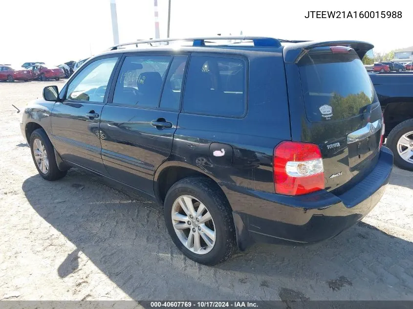 2006 Toyota Highlander Hybrid Limited V6 VIN: JTEEW21A160015988 Lot: 40607769