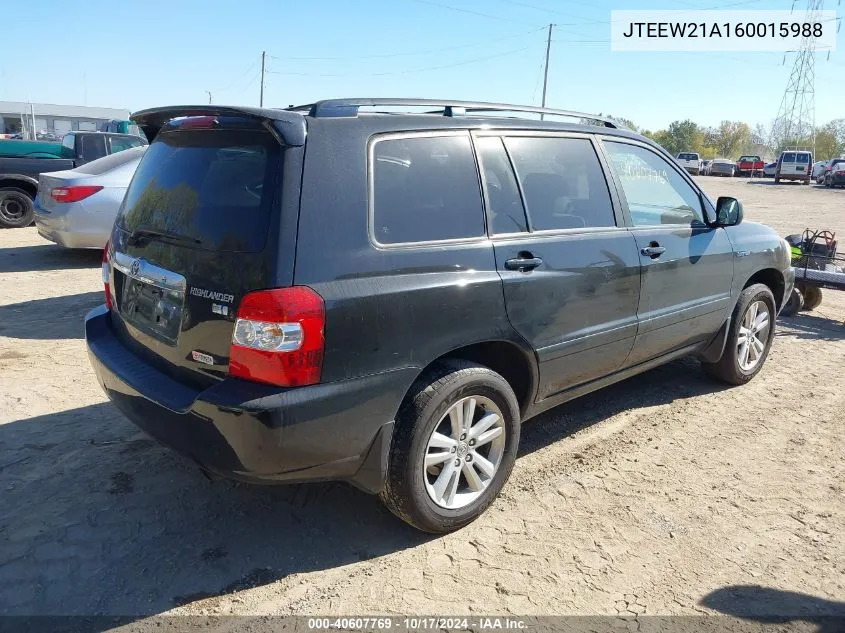 2006 Toyota Highlander Hybrid Limited V6 VIN: JTEEW21A160015988 Lot: 40607769