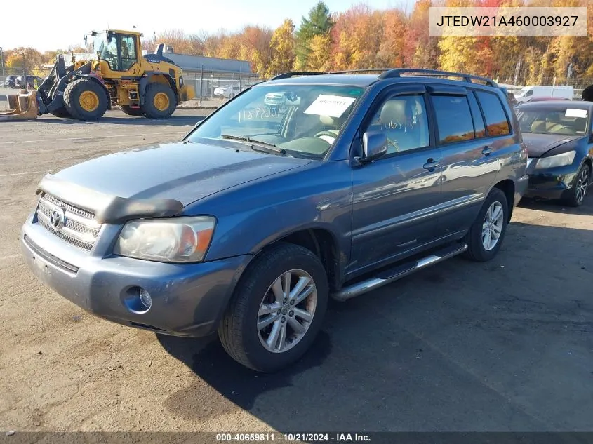 2006 Toyota Highlander Hybrid V6 VIN: JTEDW21A460003927 Lot: 40659811