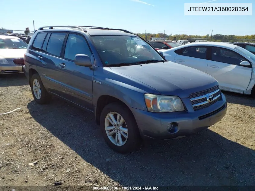 2006 Toyota Highlander Hybrid Limited V6 VIN: JTEEW21A360028354 Lot: 40665196