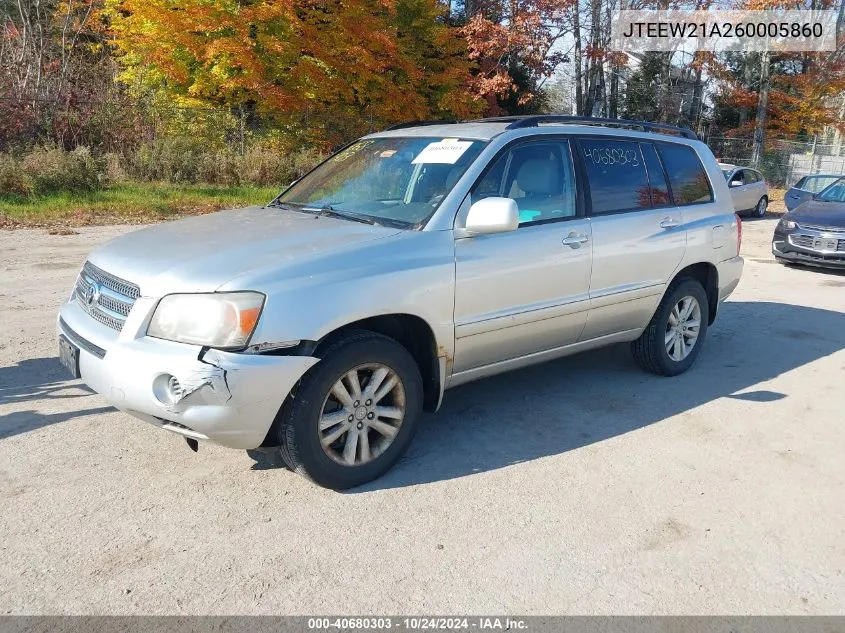 JTEEW21A260005860 2006 Toyota Highlander Hybrid V6