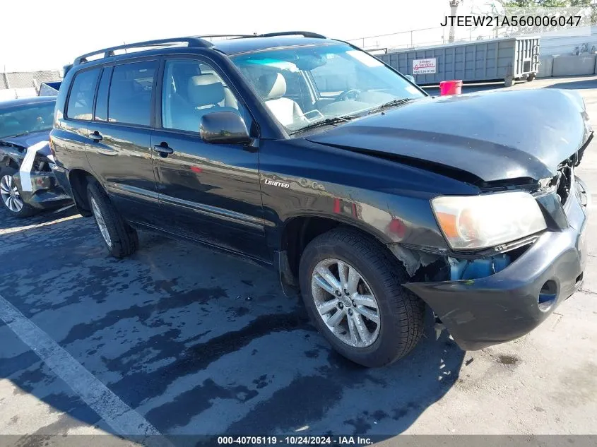 2006 Toyota Highlander Hybrid Limited V6 VIN: JTEEW21A560006047 Lot: 40705119