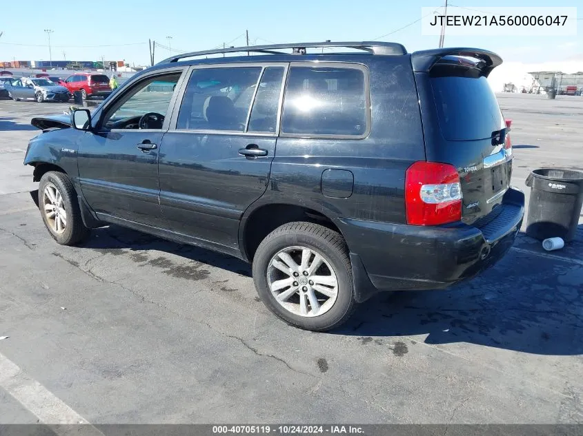 JTEEW21A560006047 2006 Toyota Highlander Hybrid Limited V6