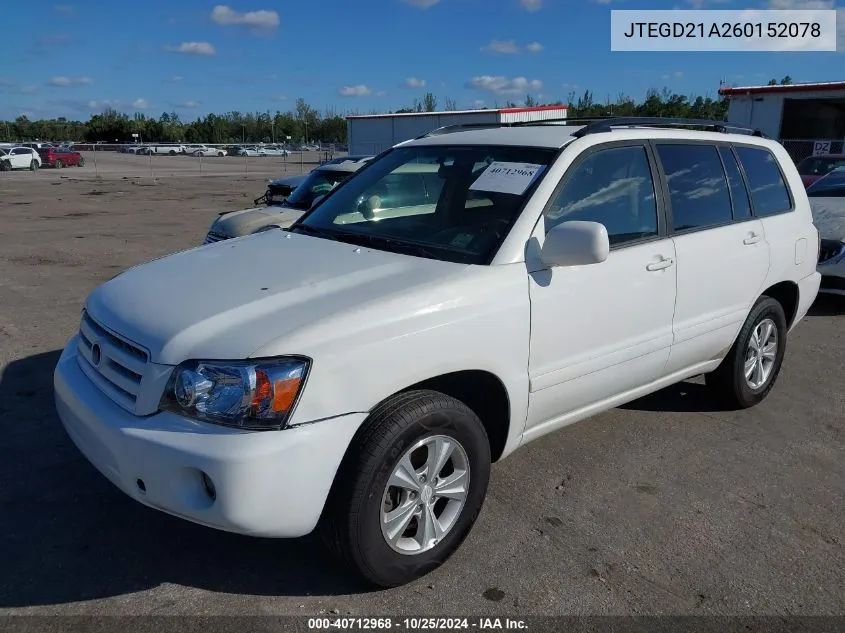 JTEGD21A260152078 2006 Toyota Highlander Base W/O 3Rd Row (A4)