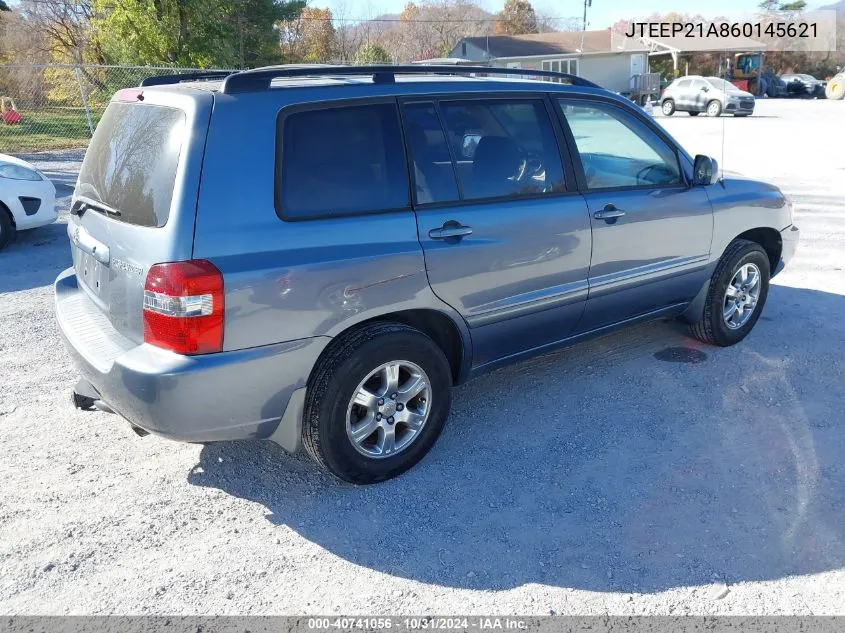 2006 Toyota Highlander V6 VIN: JTEEP21A860145621 Lot: 40741056