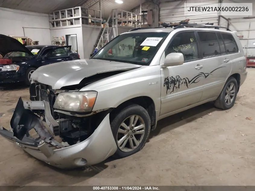 2006 Toyota Highlander Hybrid Limited V6 VIN: JTEEW21AX60002236 Lot: 40753308