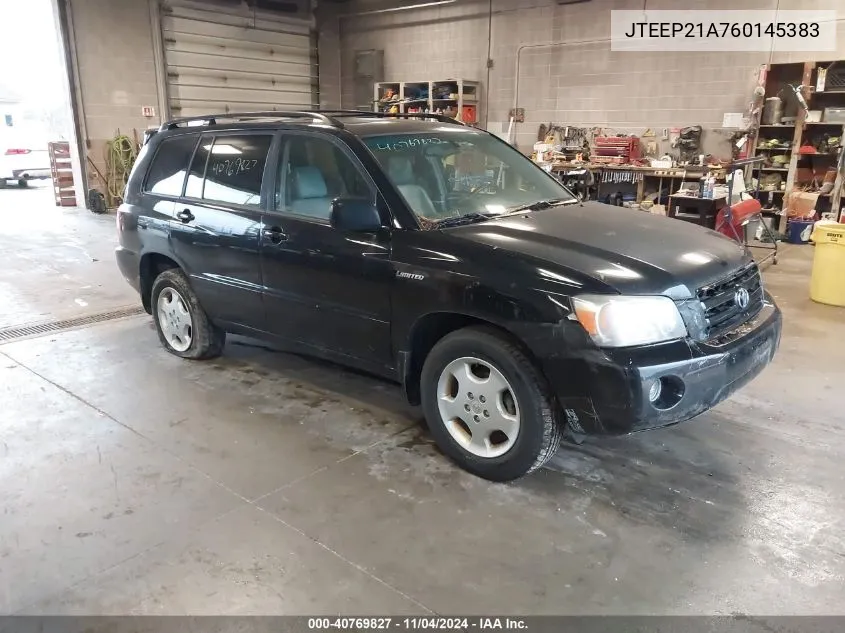 2006 Toyota Highlander Limited V6 VIN: JTEEP21A760145383 Lot: 40769827