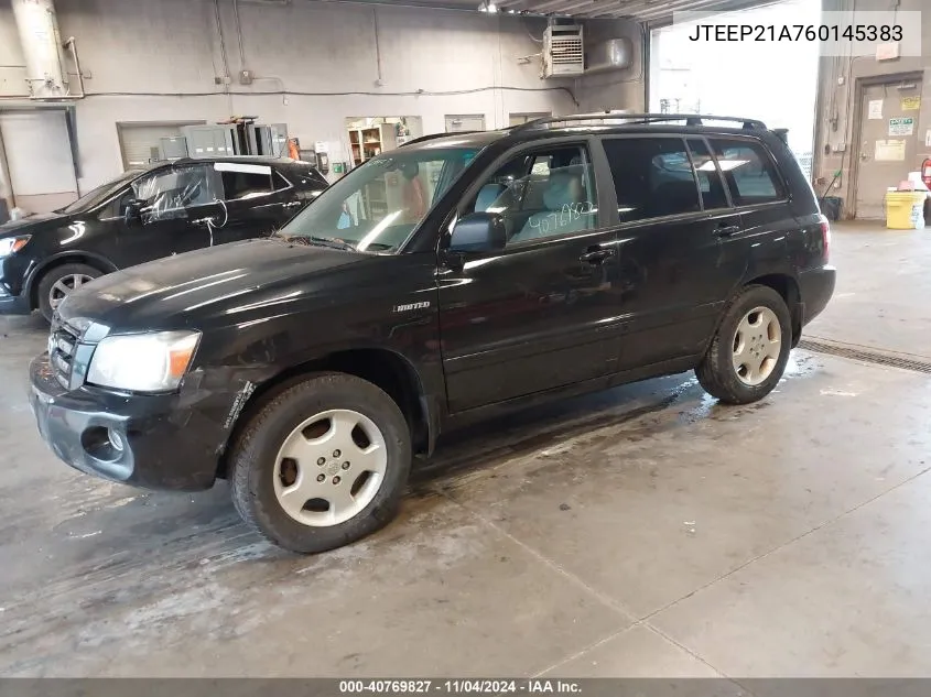 2006 Toyota Highlander Limited V6 VIN: JTEEP21A760145383 Lot: 40769827