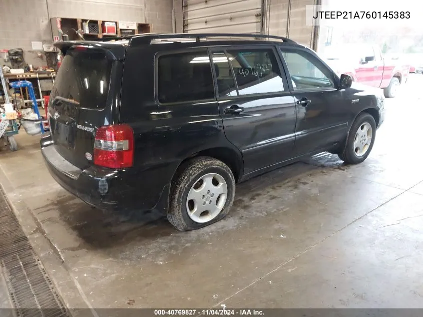 2006 Toyota Highlander Limited V6 VIN: JTEEP21A760145383 Lot: 40769827