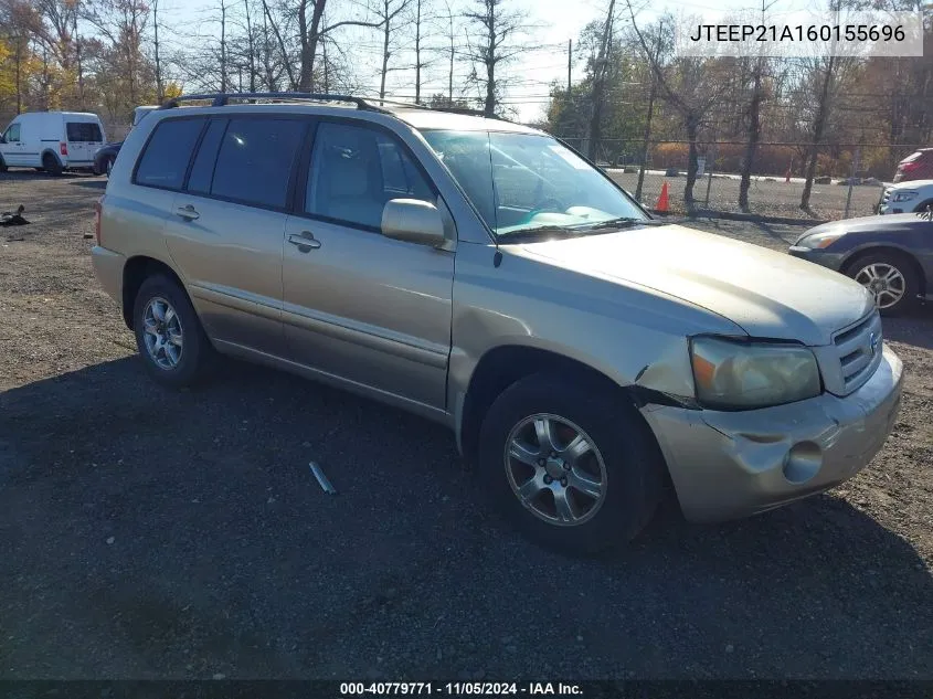 2006 Toyota Highlander V6 VIN: JTEEP21A160155696 Lot: 40779771