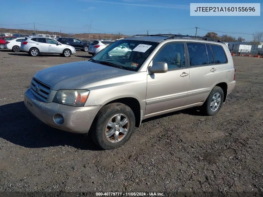 2006 Toyota Highlander V6 VIN: JTEEP21A160155696 Lot: 40779771