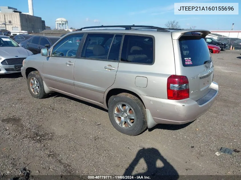 2006 Toyota Highlander V6 VIN: JTEEP21A160155696 Lot: 40779771