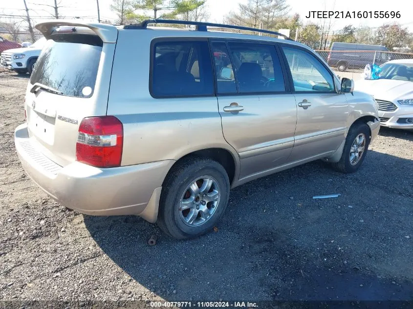 2006 Toyota Highlander V6 VIN: JTEEP21A160155696 Lot: 40779771