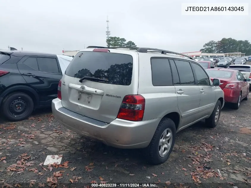 JTEGD21A860143045 2006 Toyota Highlander