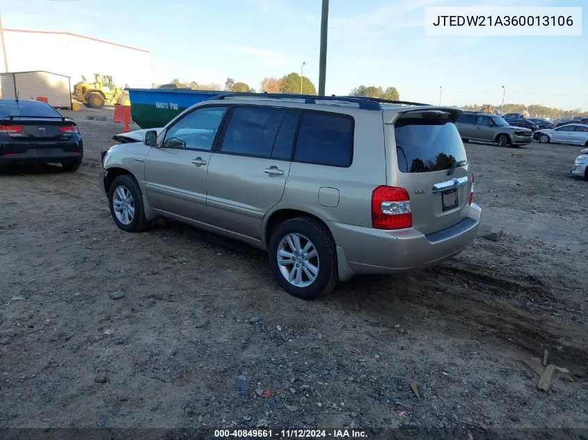 JTEDW21A360013106 2006 Toyota Highlander Hybrid V6