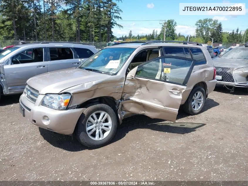 JTEGW21A470022895 2007 Toyota Highlander Hybrid Limited V6