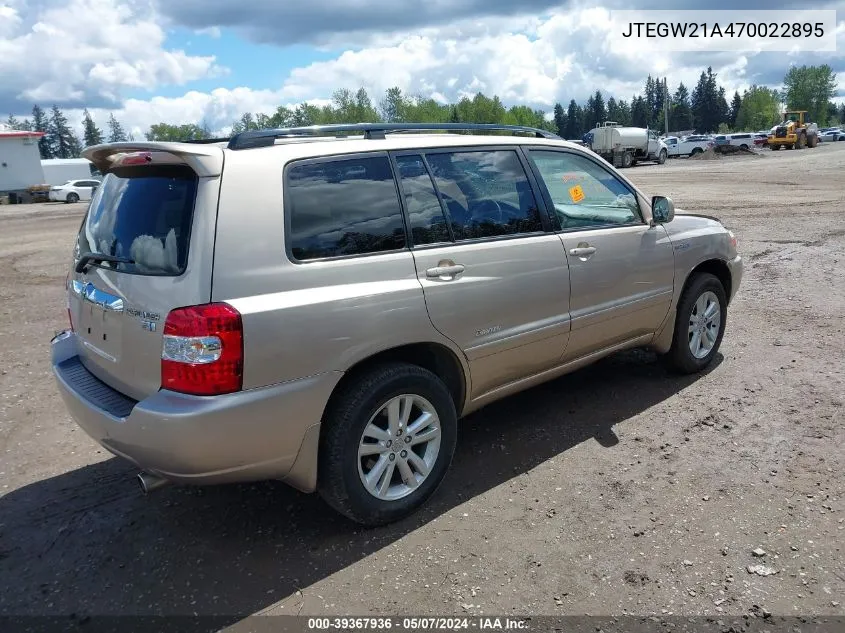 JTEGW21A470022895 2007 Toyota Highlander Hybrid Limited V6