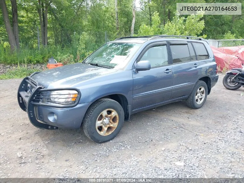 2007 Toyota Highlander VIN: JTEGD21A270164653 Lot: 39791371