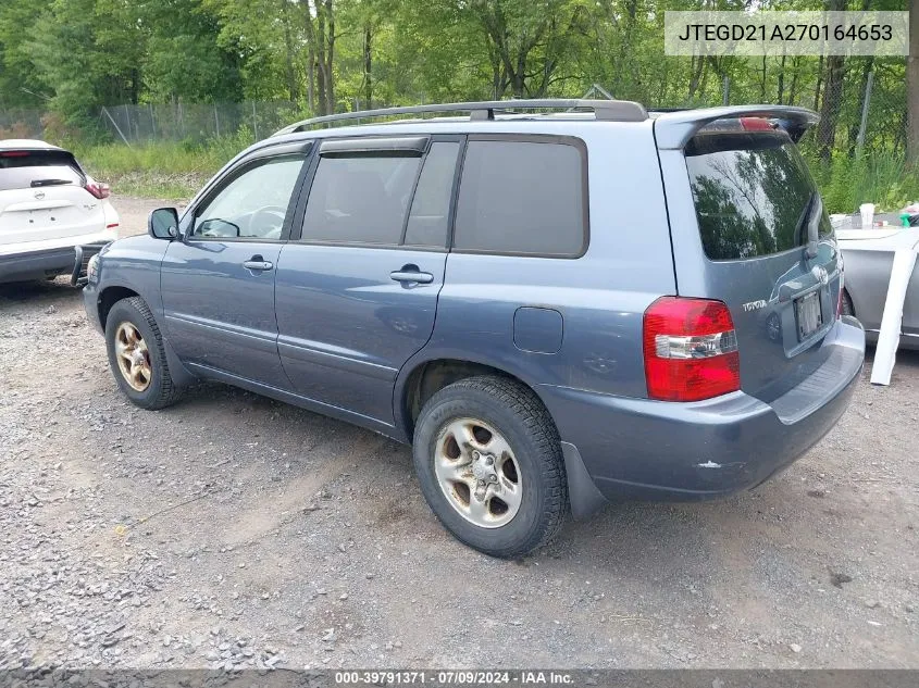 2007 Toyota Highlander VIN: JTEGD21A270164653 Lot: 39791371